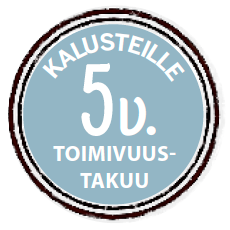 Kalusteille 5 vuoden toimivuustakuu