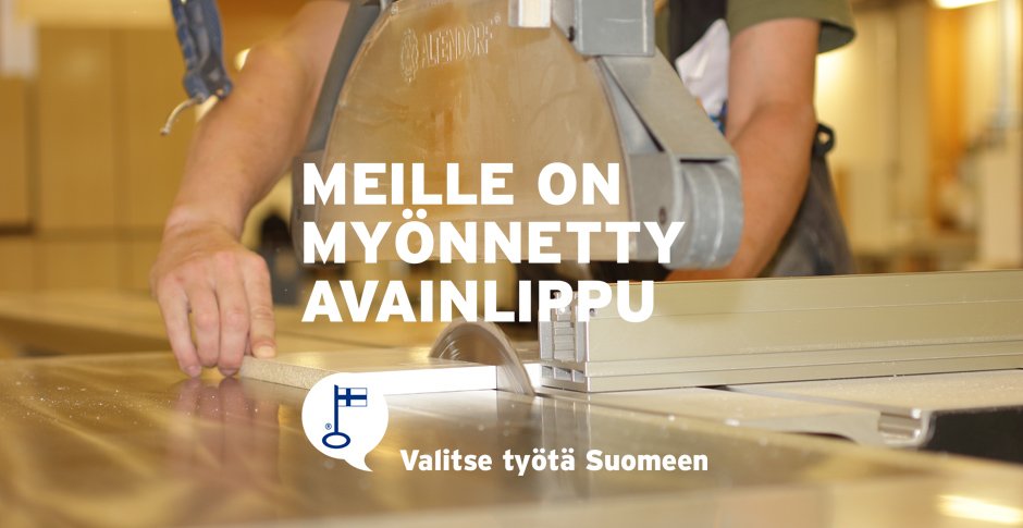 Esan Levykalusteelle Avainlippu – merkki suomalaisen työn puolesta