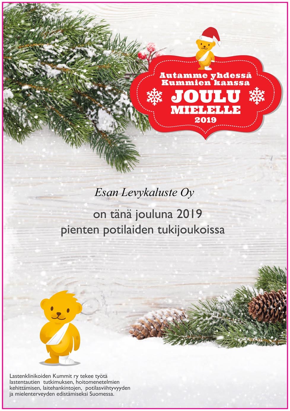 Esan Levykaluste Oy Joulu Mielelle 2019